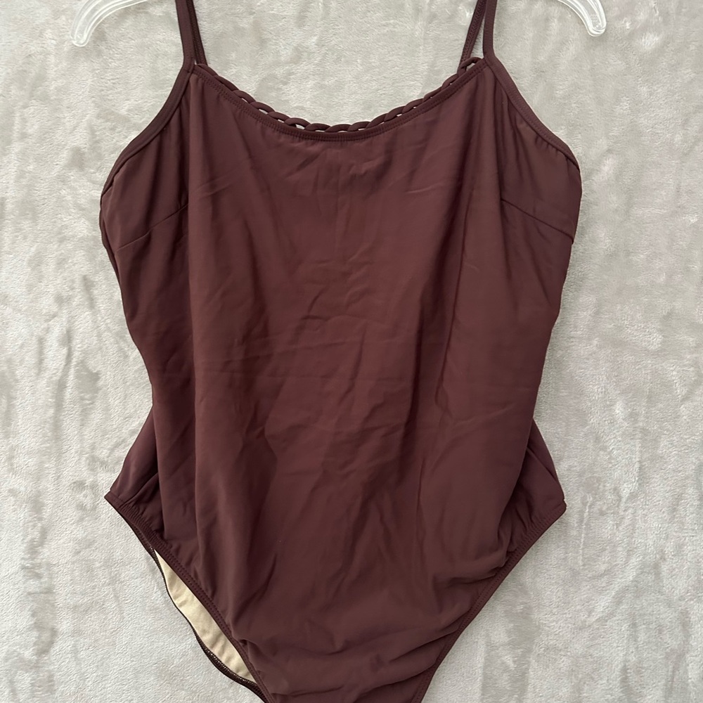 Newport News Tan One-Piece Swimsuit size 16